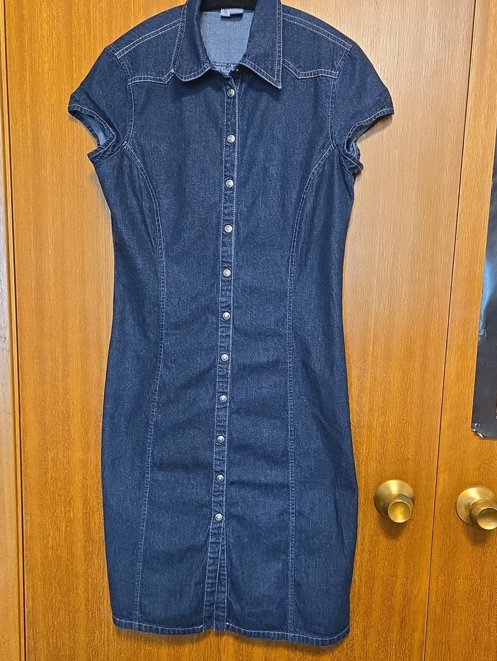Vintage Y2K Esprit Denim Mini Shirt Dress Blue US 6